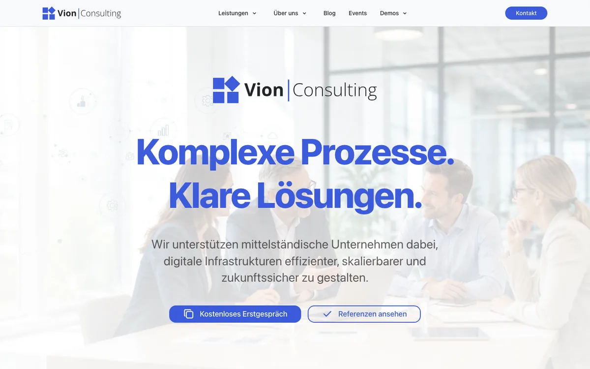Startseite mit den Theme-Vorgaben